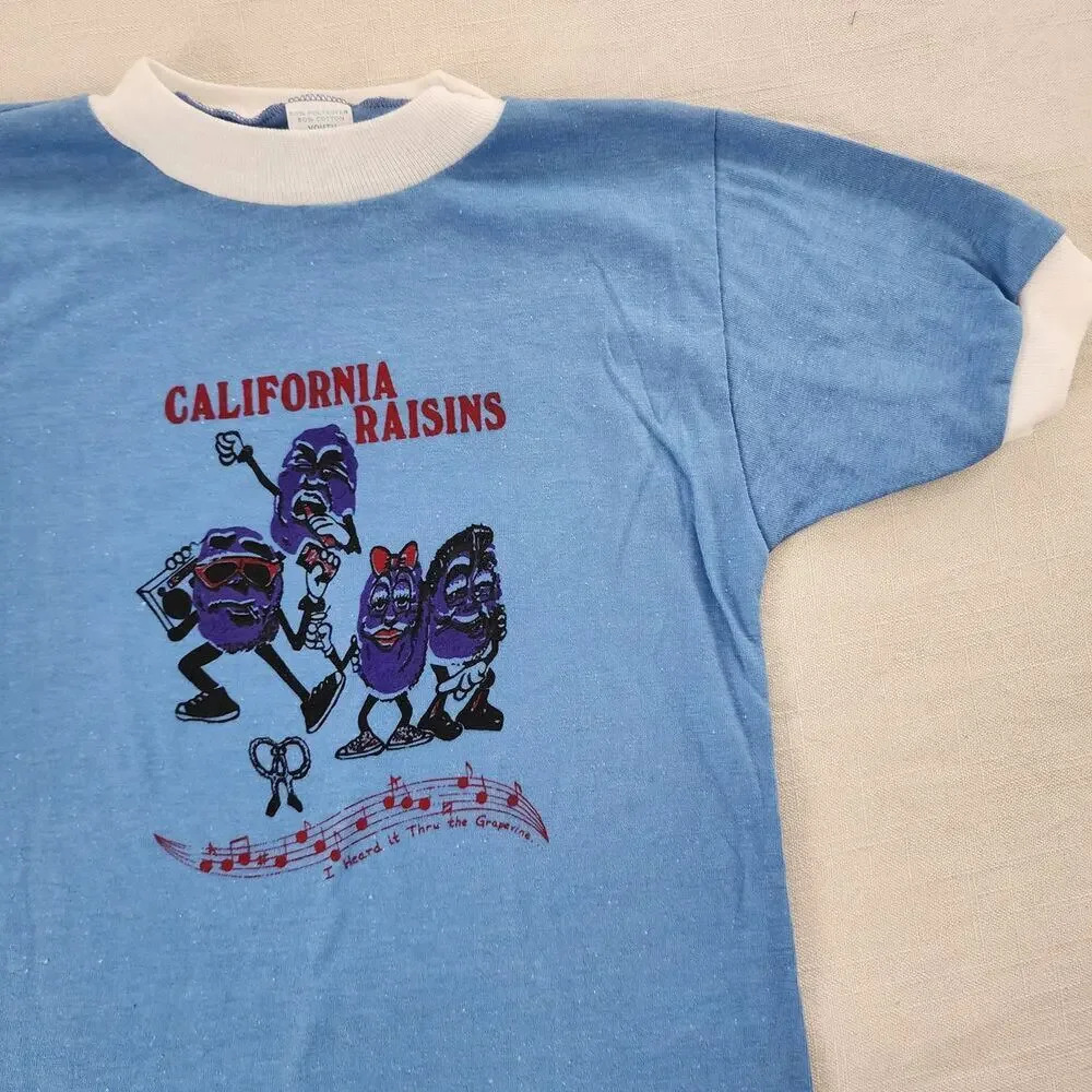Vintage California Raisins Ringer Tee kids 8/10 - Picture 1 of 5